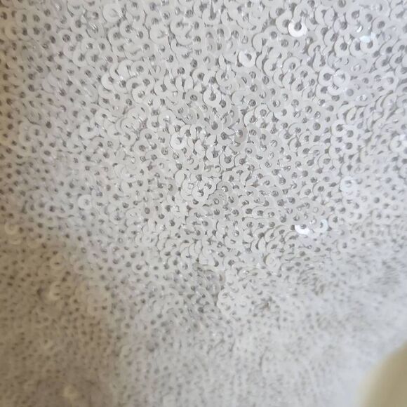 DRESS THE POPULATION White Sequin Sleeveless Gown, EUC,  XL - Picture 9 of 12